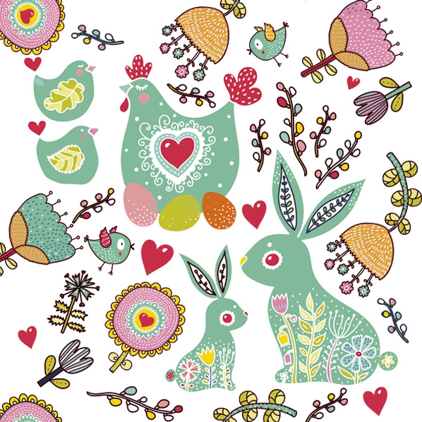 Serwetki 33x33 cm - Drawn Easter Motifs 