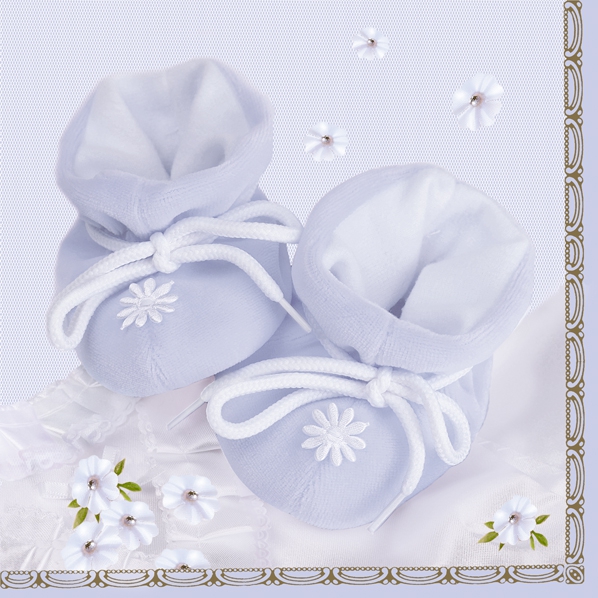 Servietten 33x33 cm - Little Blue Shoes, Geburt,  Ereignisse