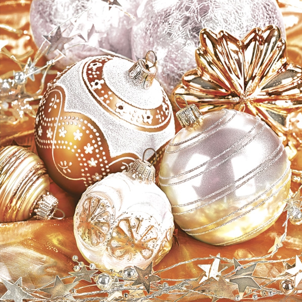 Napkins 33x33 cm - Shiny Gold Baubles
