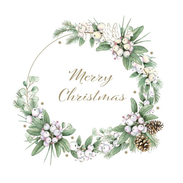 Serwetki 33x33 cm - Elegant Mistletoe Wreath, 