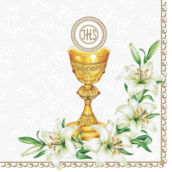 Servilletas 33x33 cm - Holy Communion with Lilies
