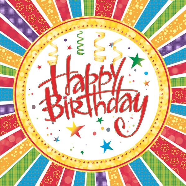 Servietten 33x33 cm - Happy Birthday with Stripes, Schriften,  Geburtstag,  Ereignisse