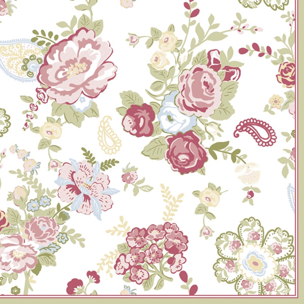 Napkins 33x33 cm - Wallpaper with Roses White