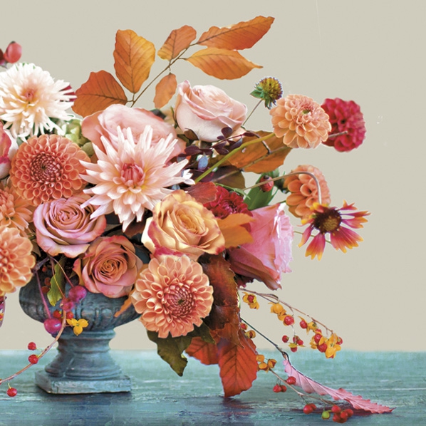 Servietten 33x33 cm - Autumn Bouquet in Vintage Vase