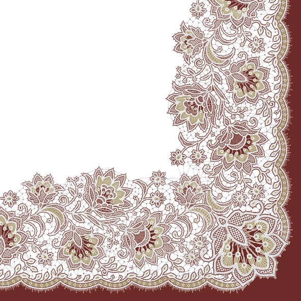 Servietten 33x33 cm - Elegant Richelieu Claret, Spitze,  Tischdecke,  Ornamente,  rot,  Bordeaux,  Muster,  Vintage