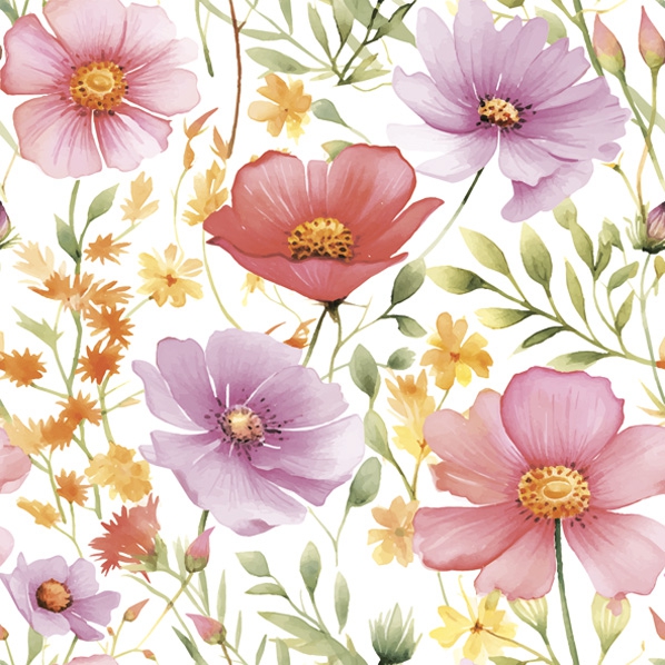 Serwetki 33x33 cm - Romantic Flower Meadow, Kwietna ??ka,  Trawy,  Las,  Kwiaty,  ??ki