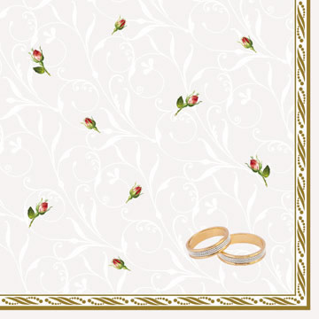 Napkins 33x33 cm - Wedding Rings White