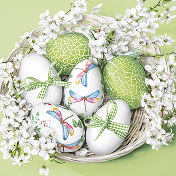Servetten 33x33 cm - Delicate Green Easter Composition