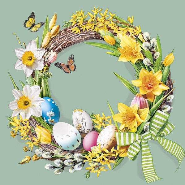 Servetten 33x33 cm - Vintage Easter Wreath