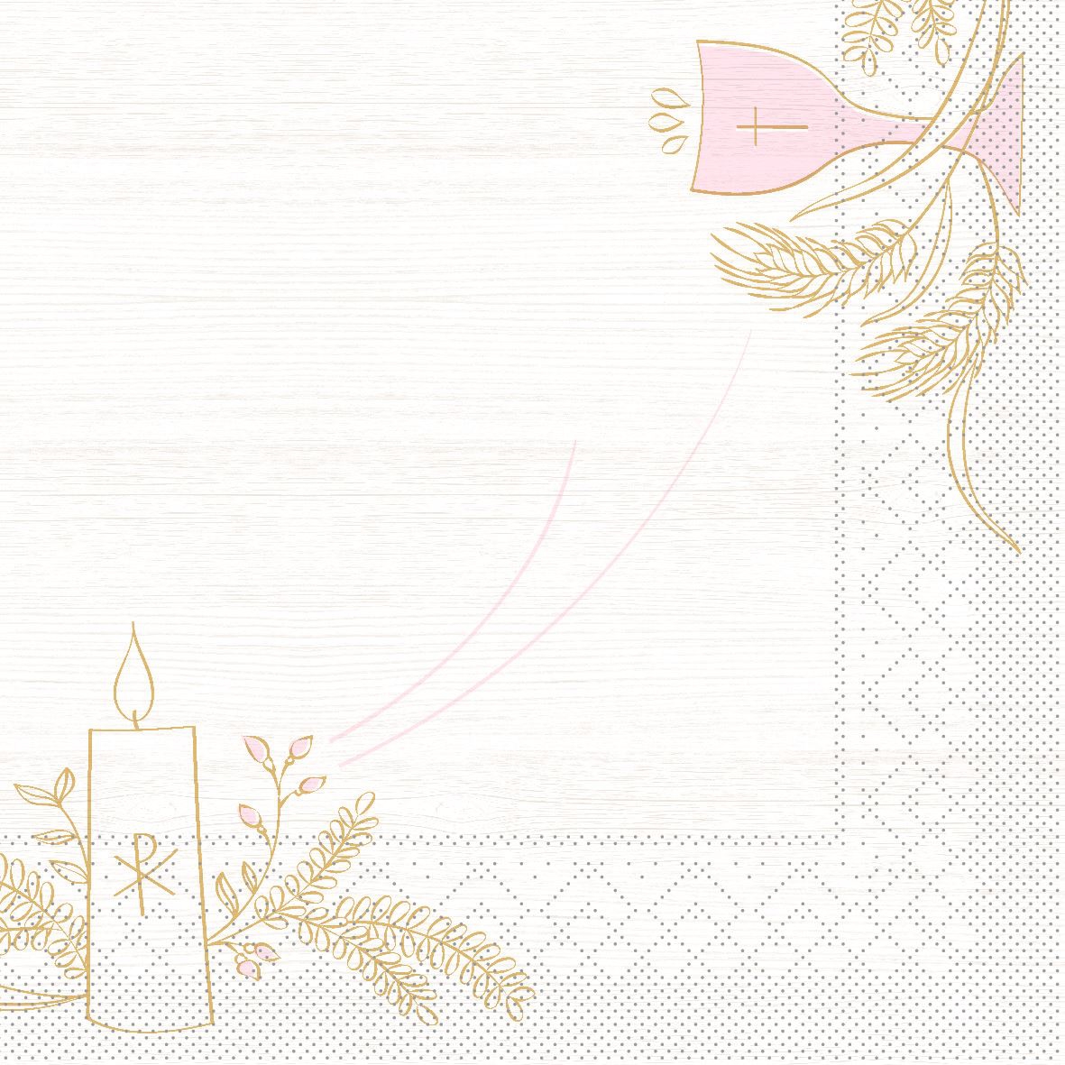 Tissue napkins 33x33 cm - Kommunion/Konfirmation  (rosa/grau)