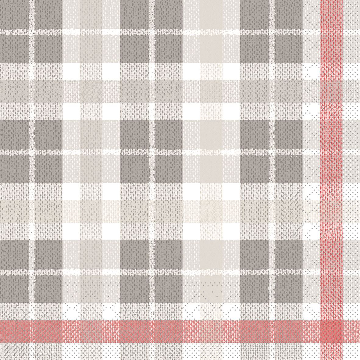 Tissue napkins 33x33 cm - Fred  (grau/rot)