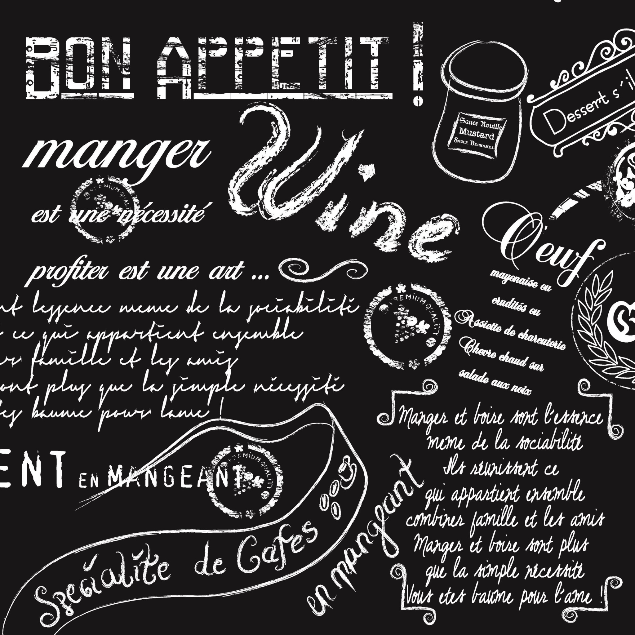 Linclass napkins 40x40 cm - Script  (schwarz)