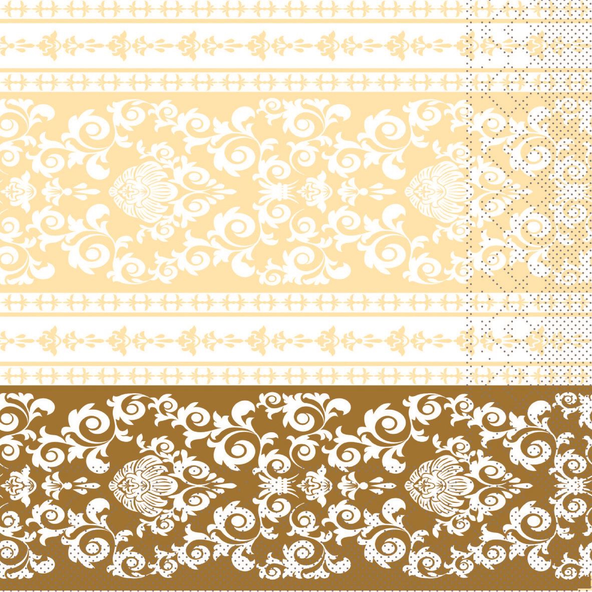 Tissue napkins 33x33 cm - Pascal (gold/creme), ornaments, flowers, samples Tissue napkins 33x33 cm - Pascal (gold/creme)