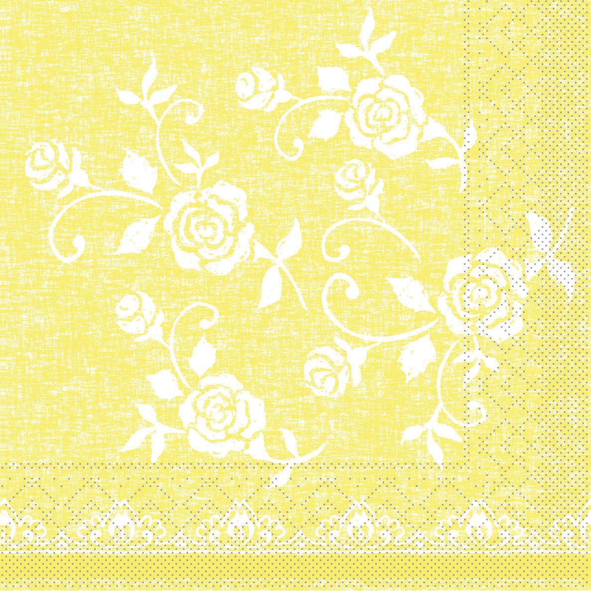 Tissue napkins 33x33 cm - Lace  (gelb)