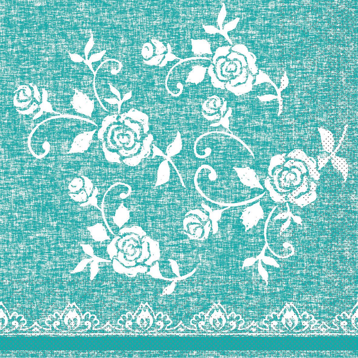 Tissue napkins 33x33 cm - Lace (türkis), turquoise, roses, flowers Tissue napkins 33x33 cm - Lace (türkis)