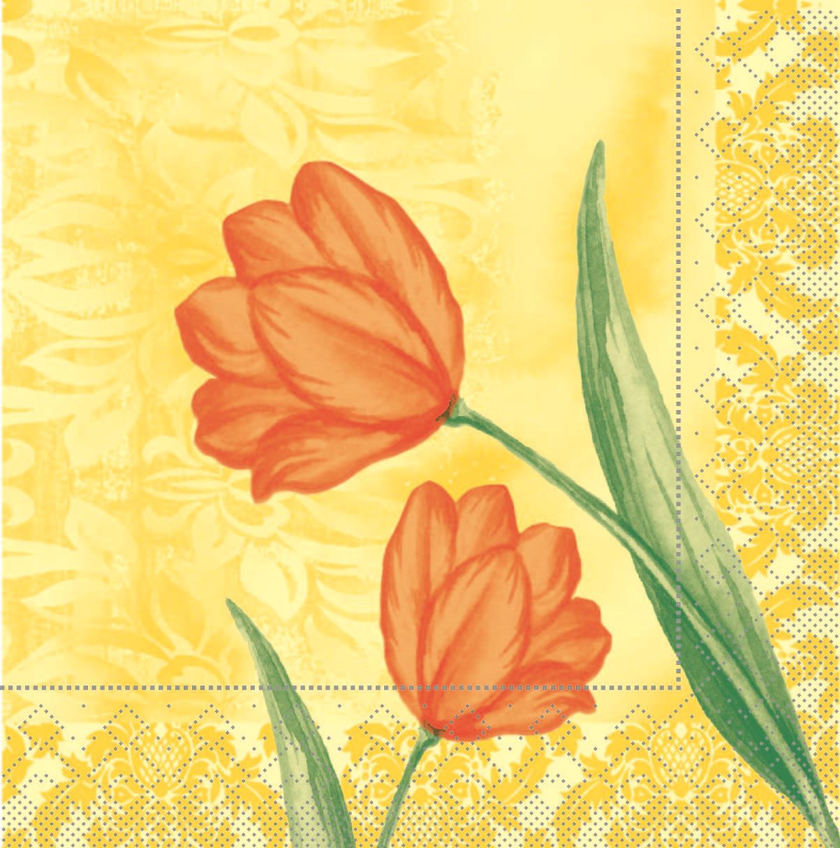 Tissue napkins 33x33 cm - Sally (orange), tulips, flowers Tissue napkins 33x33 cm - Sally (orange)