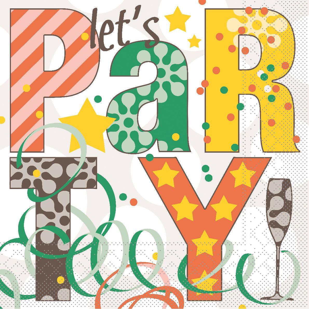 Guardanapos de tecido 33x33 cm - Let´s PARTY (grün/braun), celebração, vinho, fontes, Eventos, champanhe Guardanapos de tecido 33x33 cm - Let´s PARTY (grün/braun)