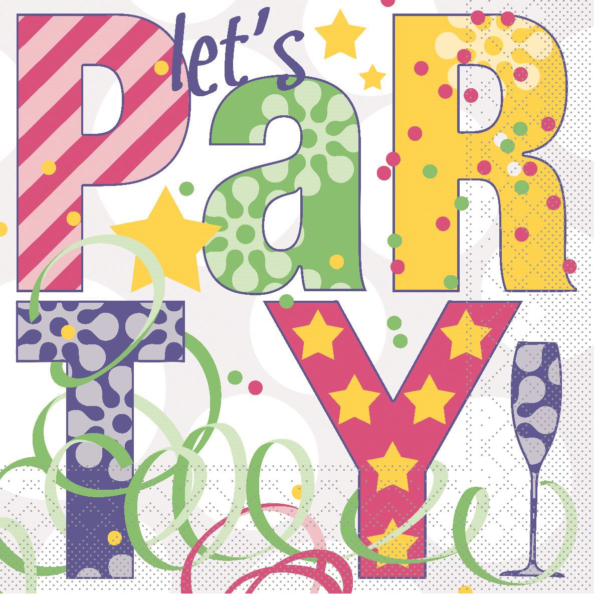 Tissue napkins 33x33 cm - Let´s PARTY  (pink/violett)