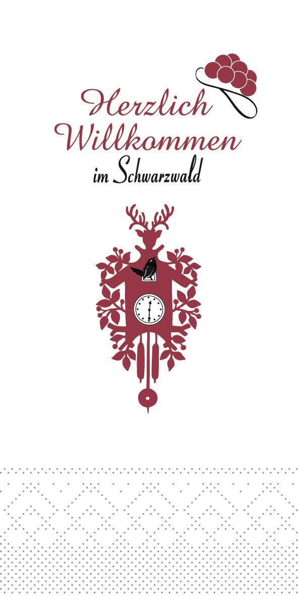 Serwetki chusteczki 40x40 cm - Willkommen im Schwarzwald  (1/8 Falz)