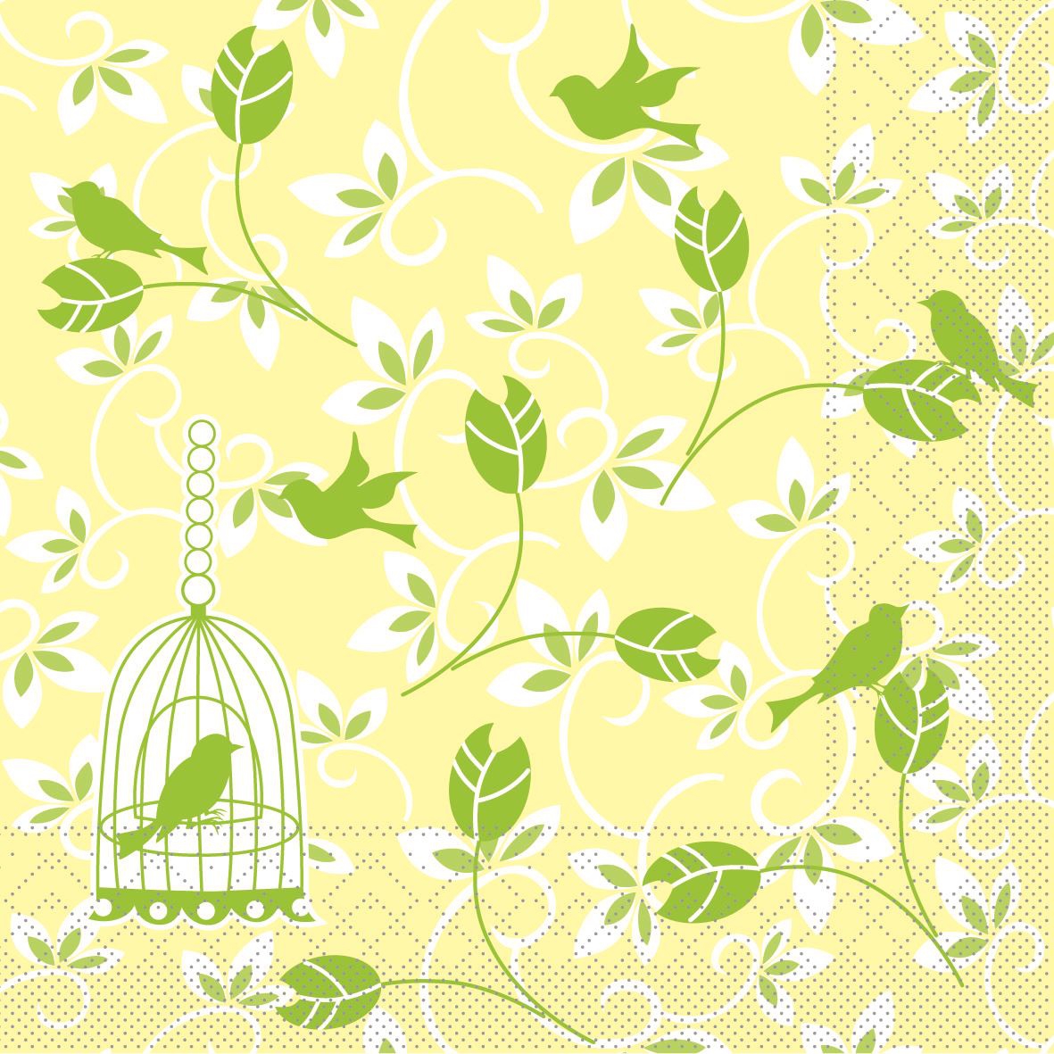 Tissue napkins 33x33 cm - Alice  (gelb/grün)