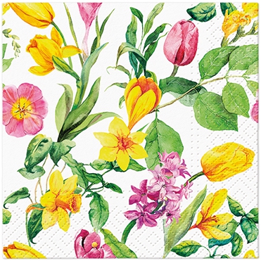 Servilletas 25x25 cm - Early Spring, Narcisos,  tulipanes,  flores