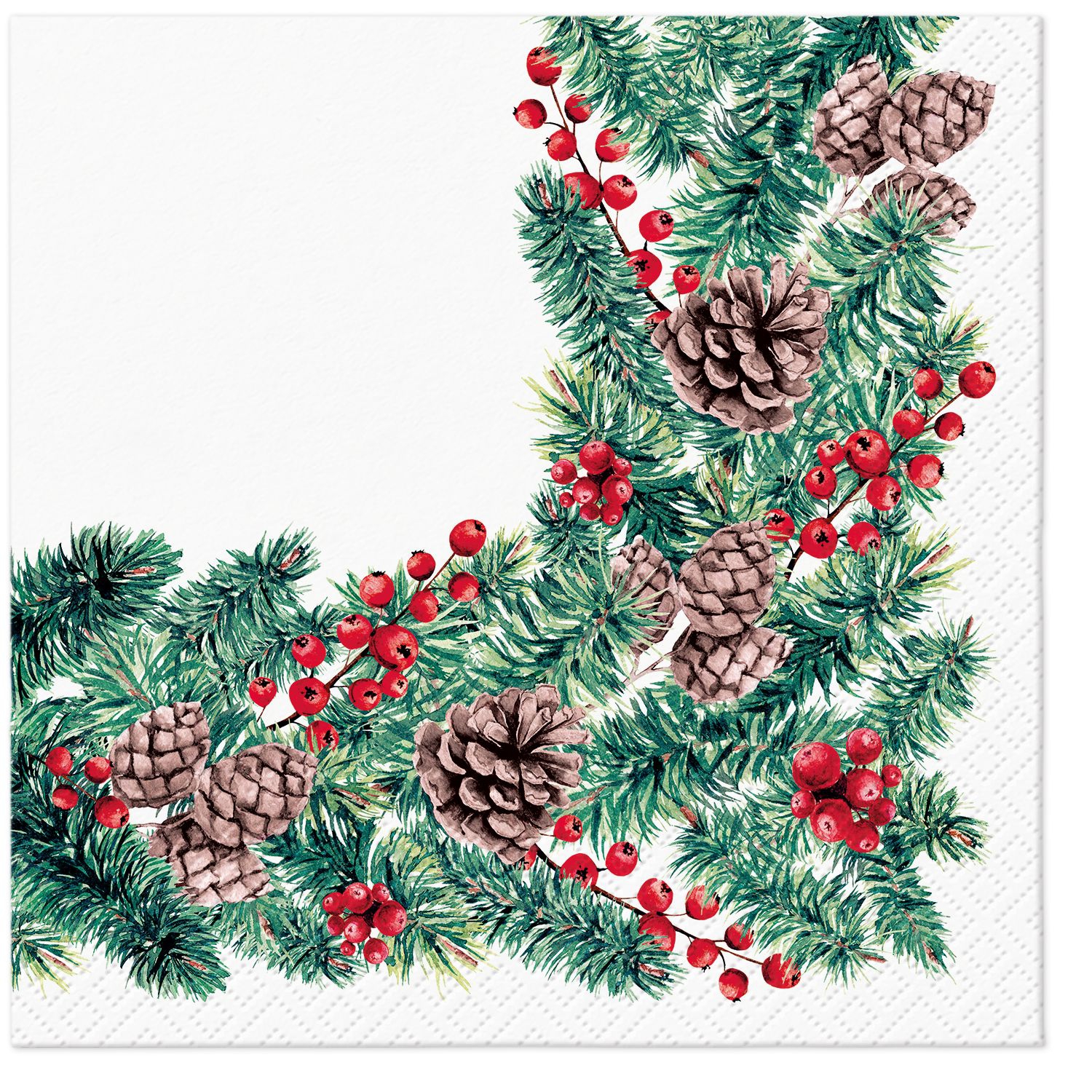 Servilletas 33x33 cm - Winter Branches, bayas,  espigas,  ramas de abeto,  Frutas