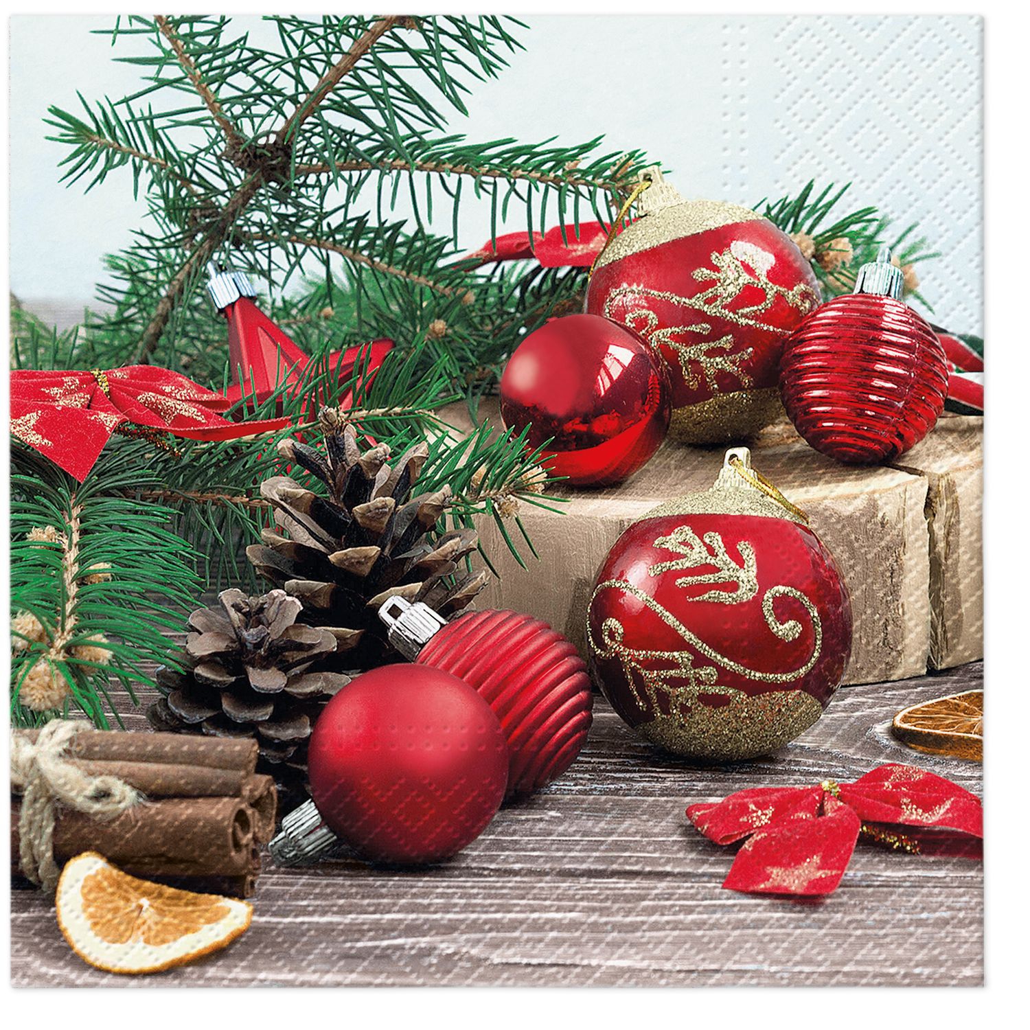 Servilletas 33x33 cm - Holiday Time, Adornos para árboles,  conos,  fruta