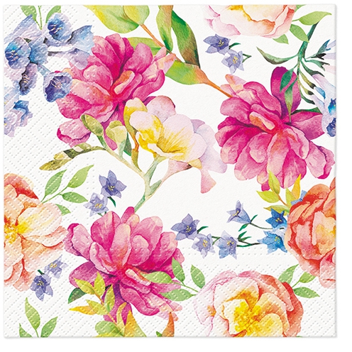 Servilletas 33x33 cm - Orchid with Peony, Rosas,  flores