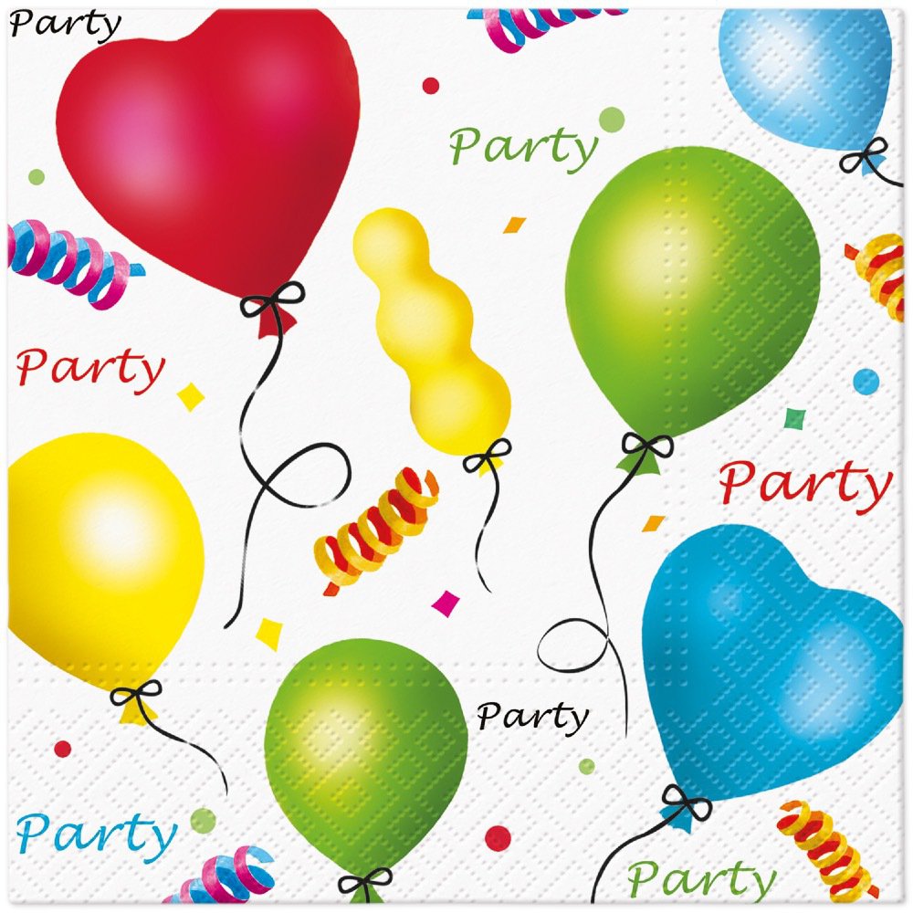 Servietten 33x33 cm - Party, Luftballon Servietten 33x33 cm - Party