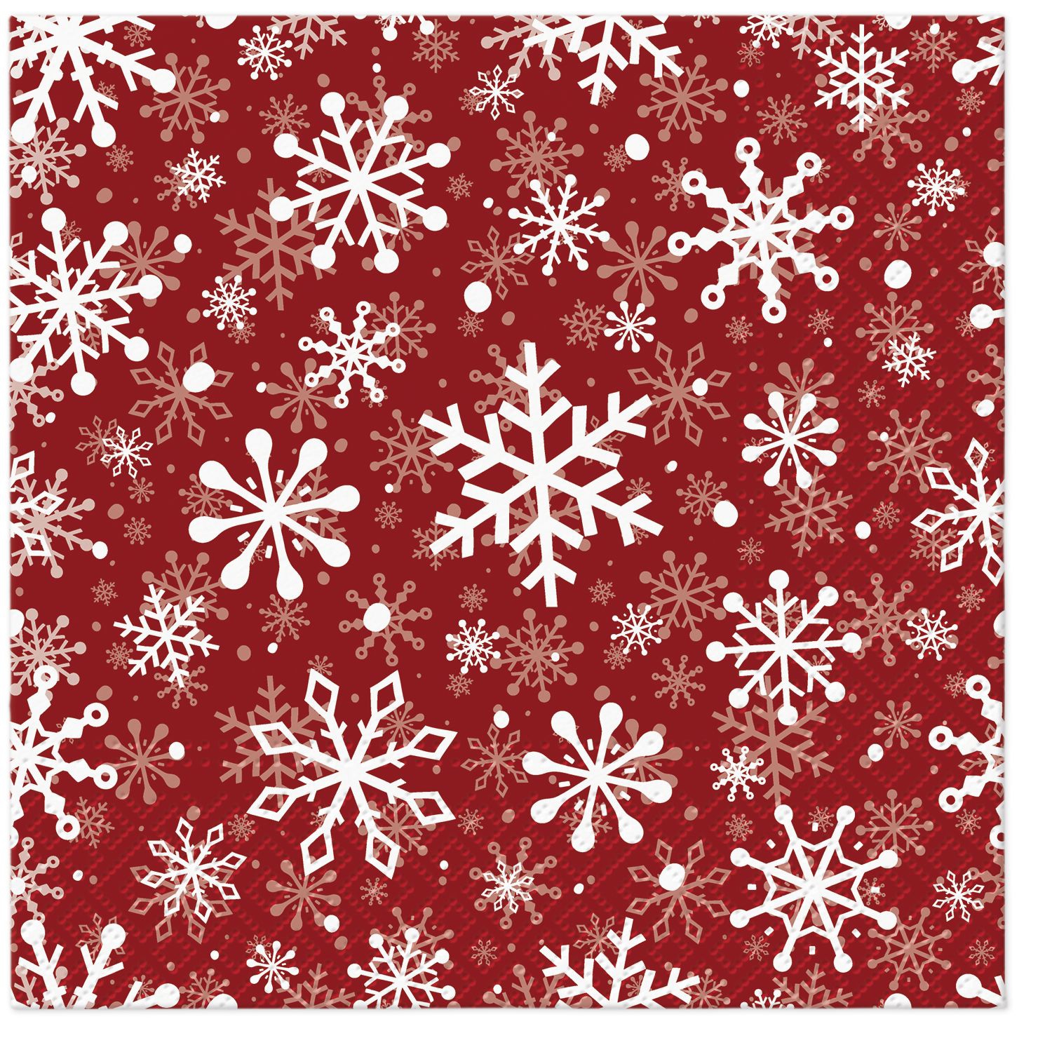 Servietten 33x33 cm - Christmas Snowflakes red