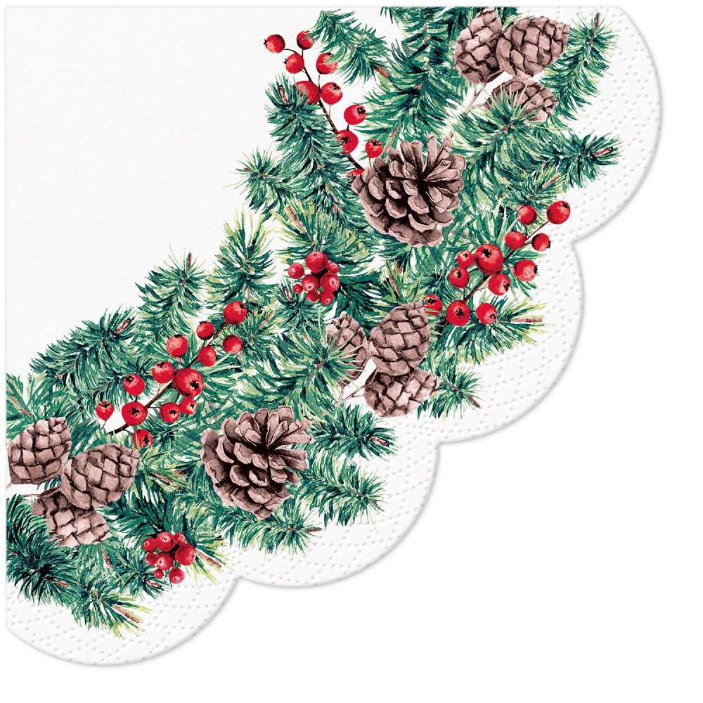 Servietten - Rund - Winter Branches