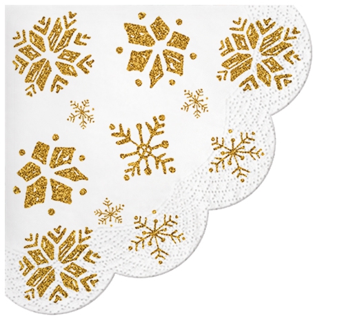 Servietten - Rund - Glitter Snowflakes