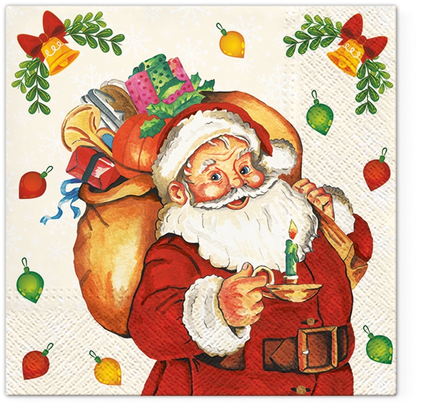 Servietten 33x33 cm - Santa Claus with Gifts
