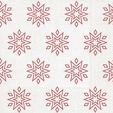 Servietten 33x33 cm - Starry white/red