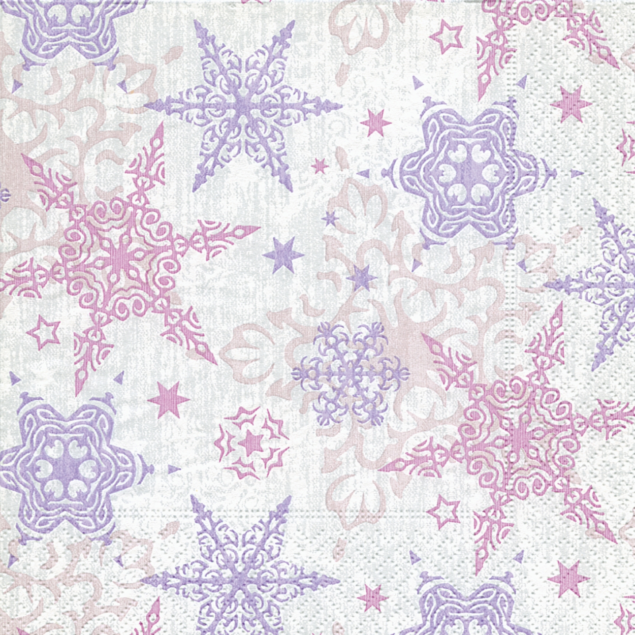 Napkins 33x33 cm - Delicate stars rosé, crystals, snowflakes Napkins 33x33 cm - Delicate stars rosé