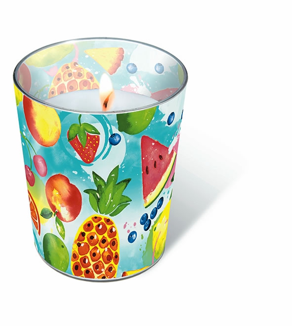 glass candle - Glaskerze Tropical fruits