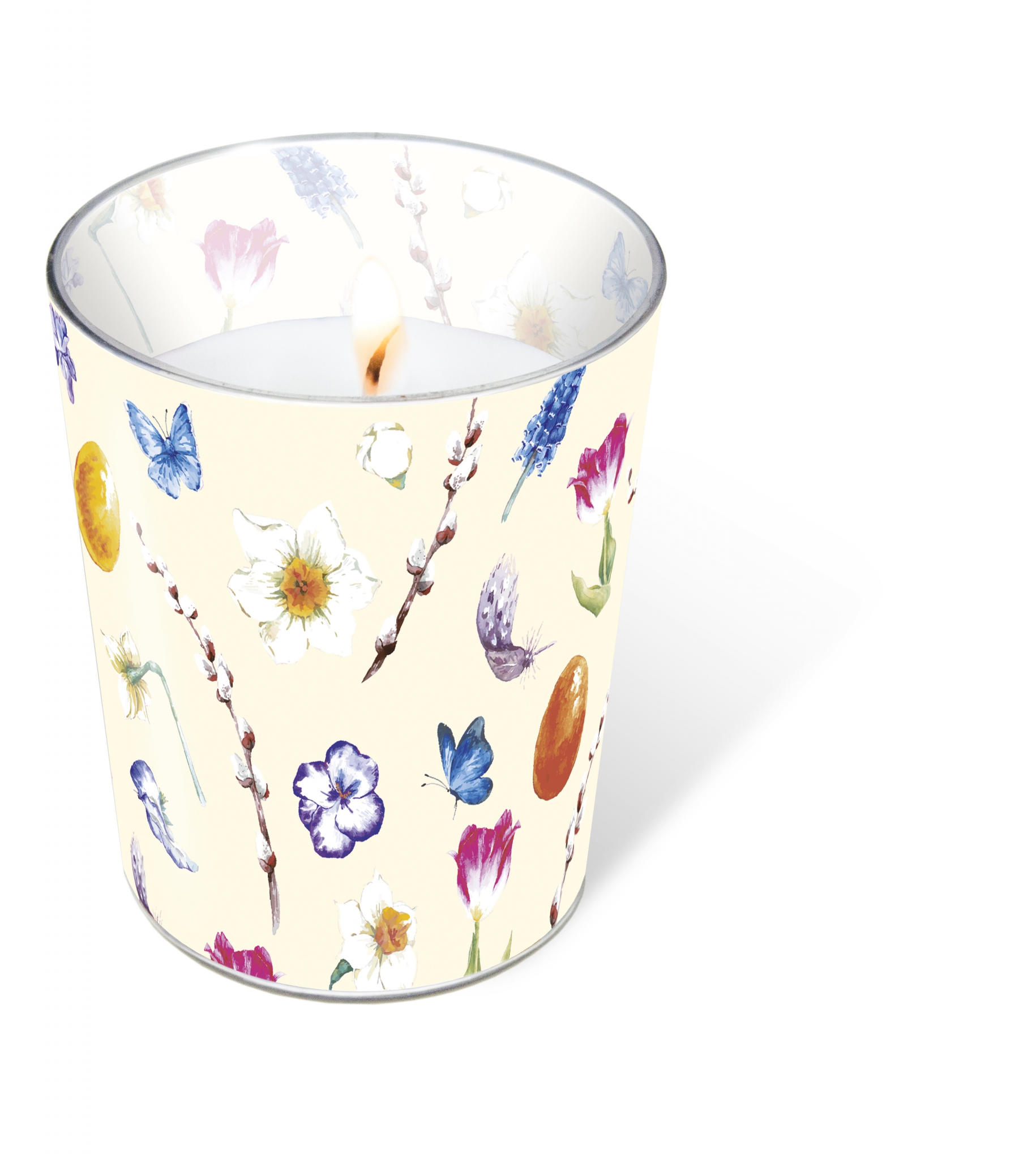 Glaskerze - Easter galore, Tulpen, Schmetterlinge Glaskerze - Easter galore