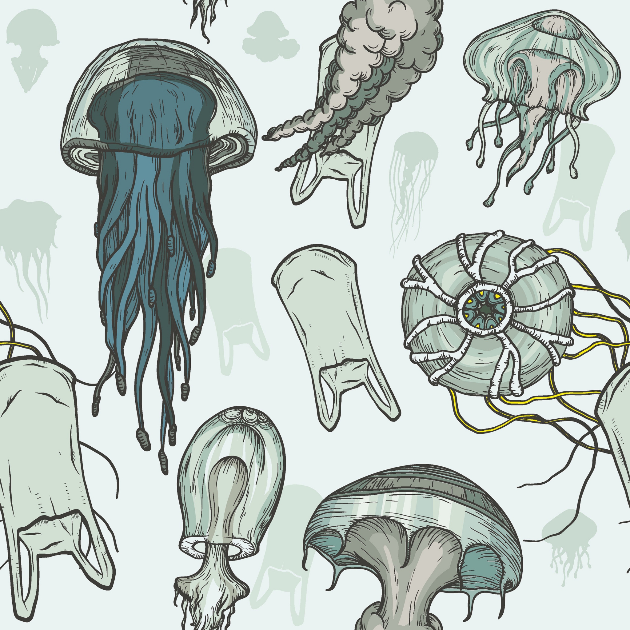 Napkins 33x33 cm - Jellyfishes