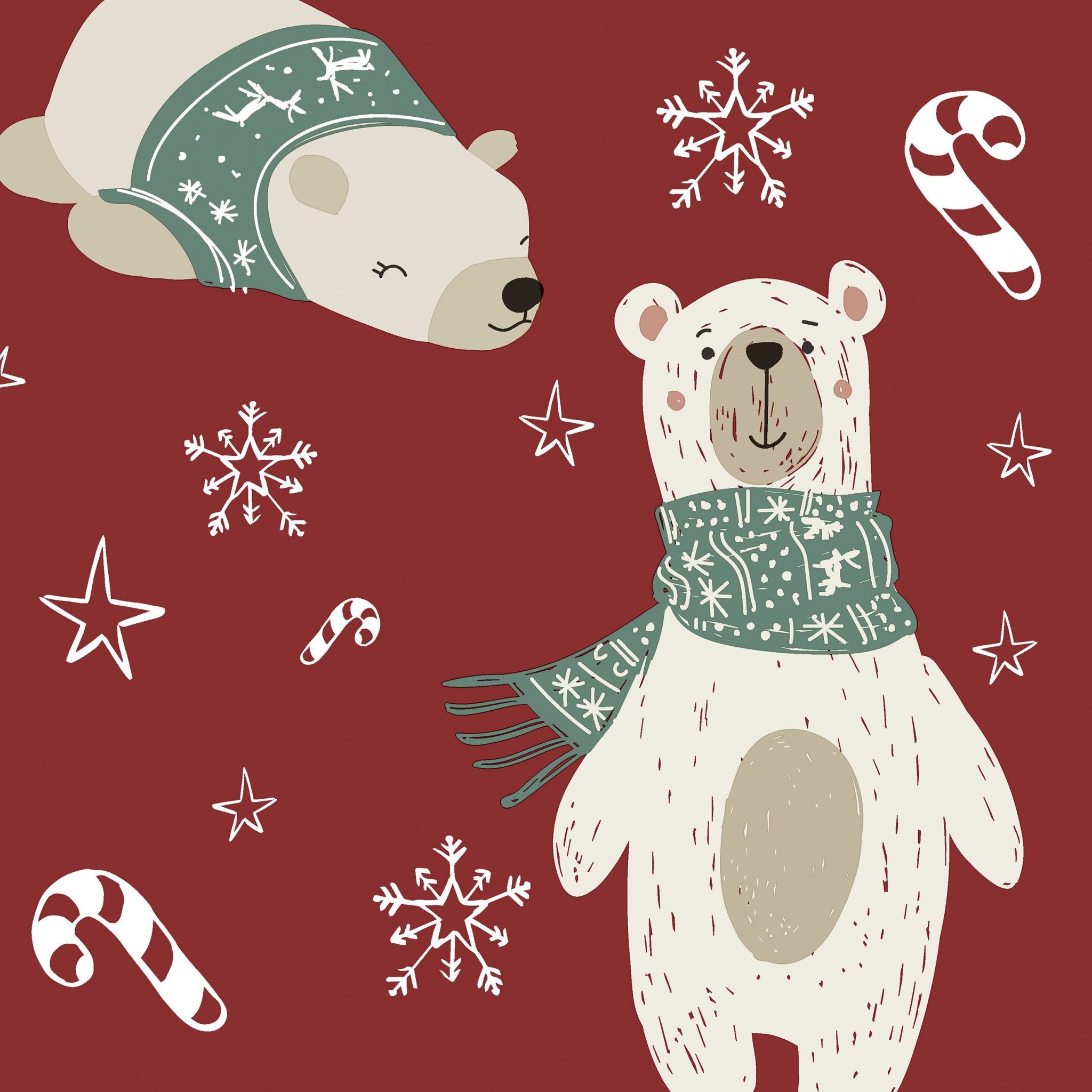 Napkins 33x33 cm - Two Polar Bears