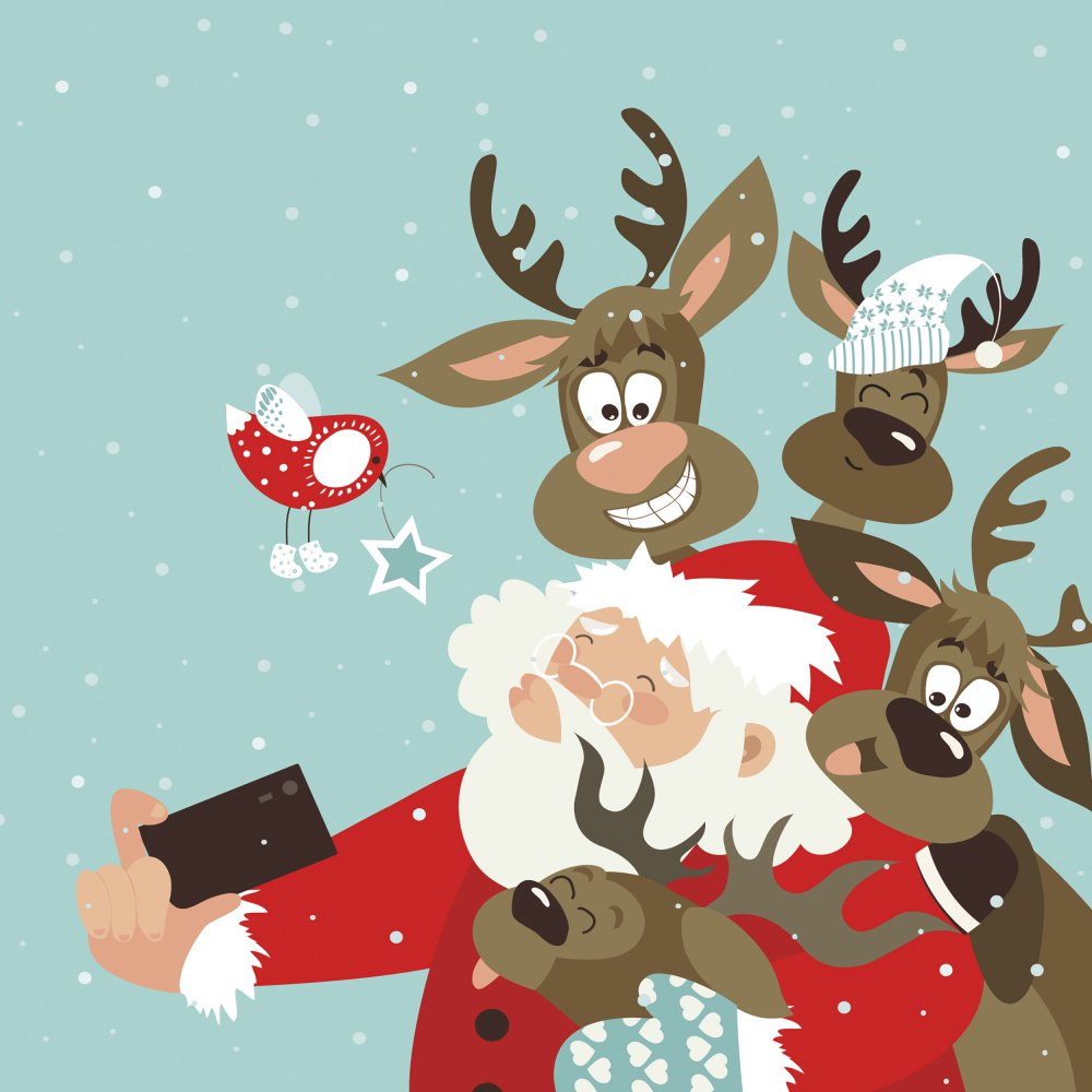 Napkins 33x33 cm - Selfie Santa