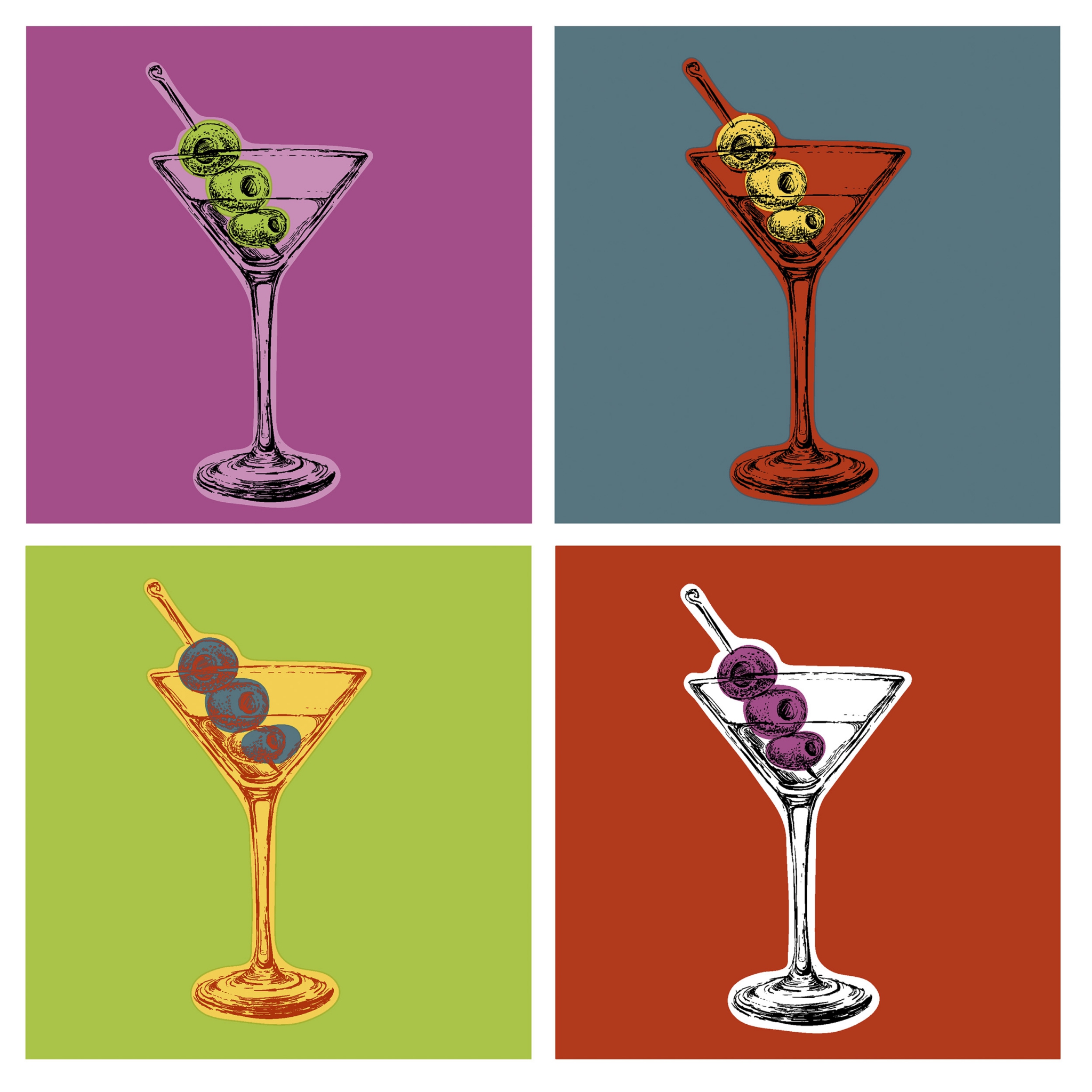 Servilletas 33x33 cm - Martini, combinado, Cocteles, bebidas Servilletas 33x33 cm - Martini