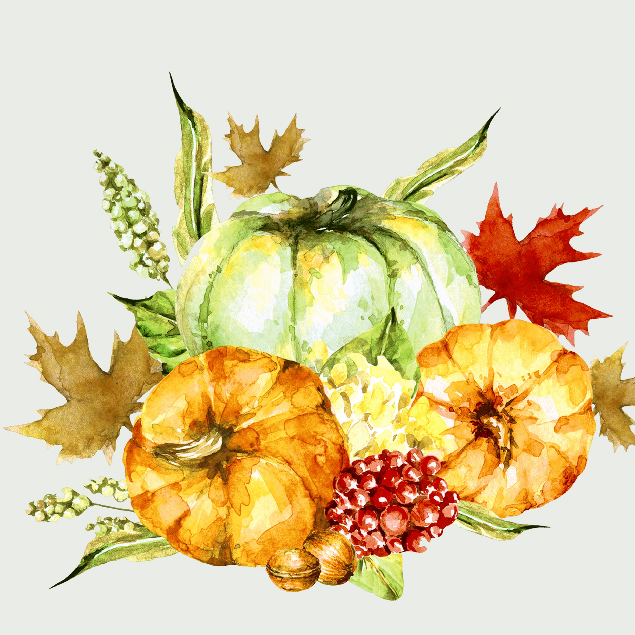 Serwetki 33x33 cm - Watercolor pumpkins, dynie,  Owoce