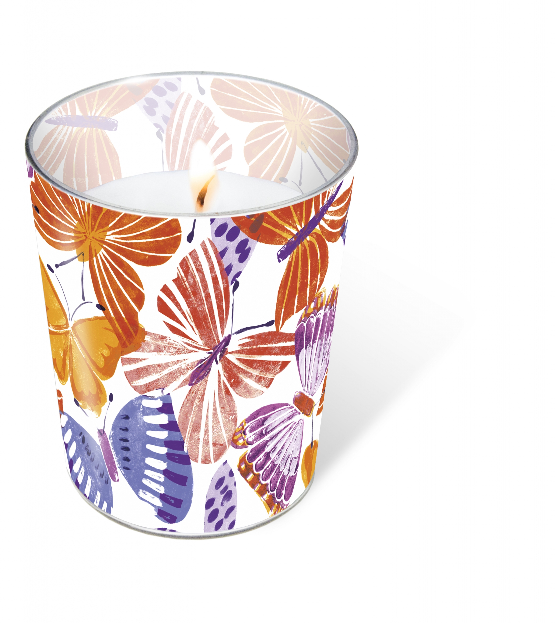 Glaskerze - Candle Glass Colorful butterflies