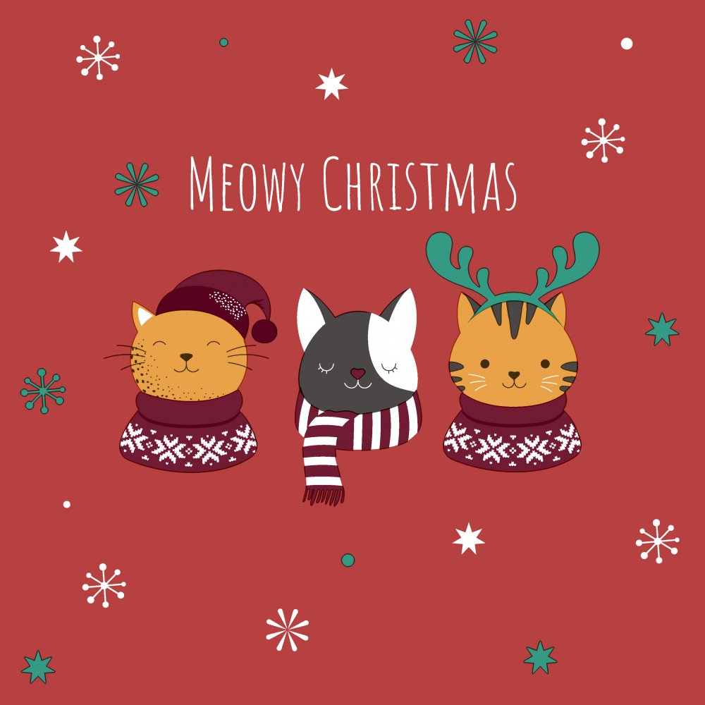 Servietten 33x33 cm - Meowy Xmas