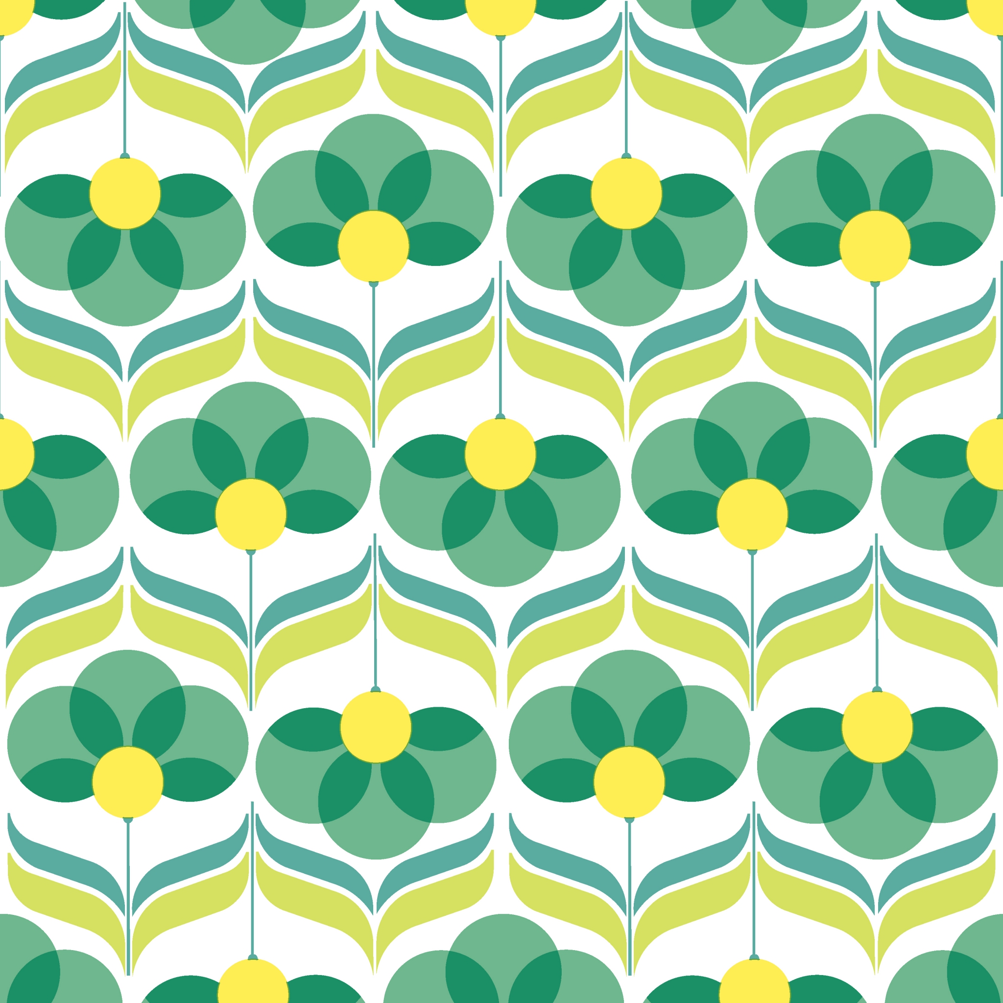Serwetki 33x33 cm - Geo Flowers Green