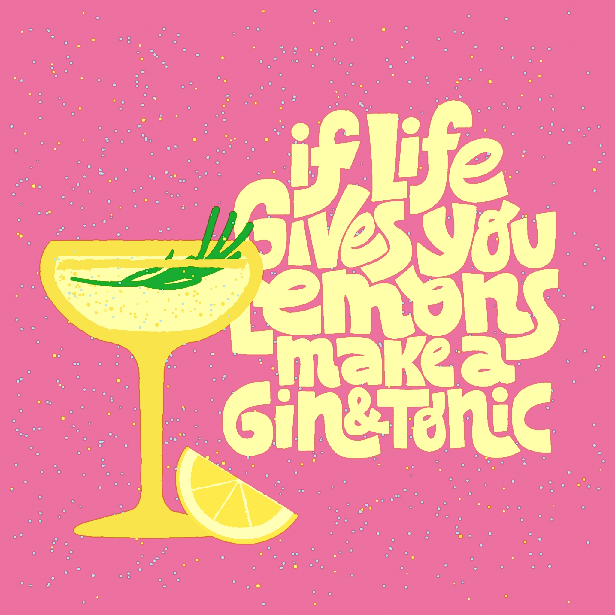 Servietten 24x24 cm - Gin & Tonic, Zitronen,  Rosmarin,  Bar,  Party,  Cocktails,  Text,  Feier,  GetrÃ¤nke,  Spruch,  Ereignisse