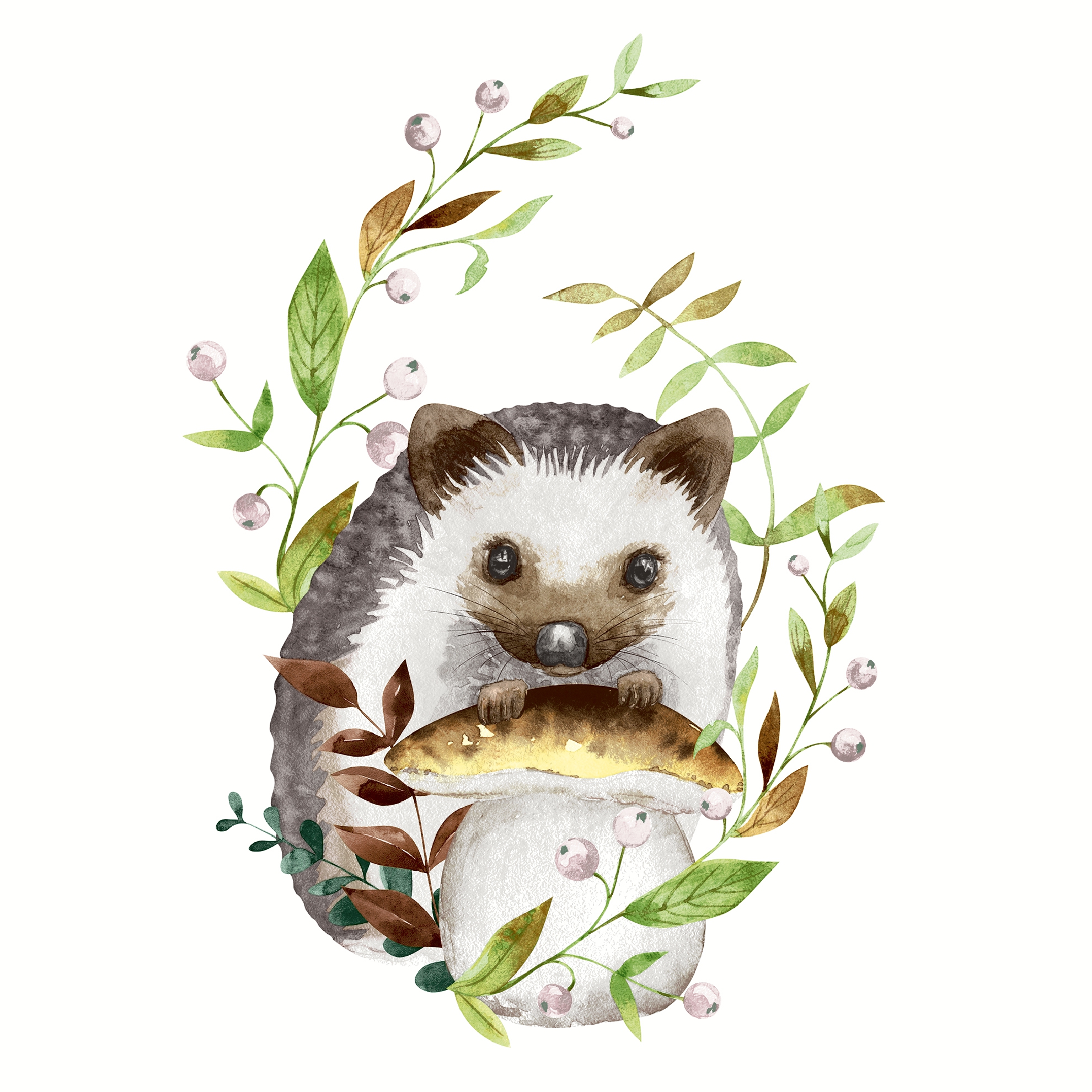 Servietten 33x33 cm - Forest Hedgehog, Igel,  Pflanzen,  Pilze,  Wald,  Tiere,  Gemüse,  Wiesen