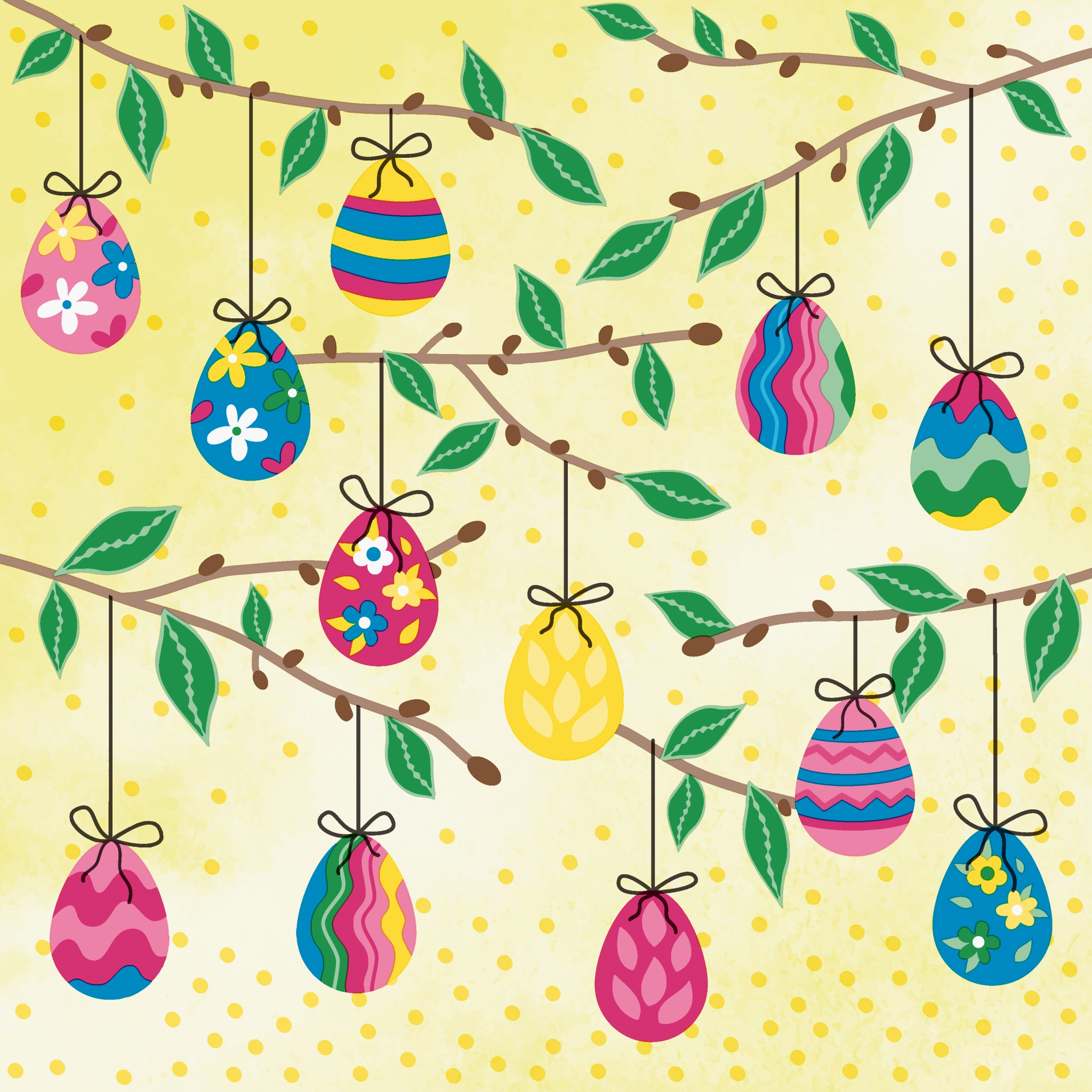 Serviettes 33x33 cm - Moments Easter tree, Branche de Pâques,  ufs de Pâques,  Pâques