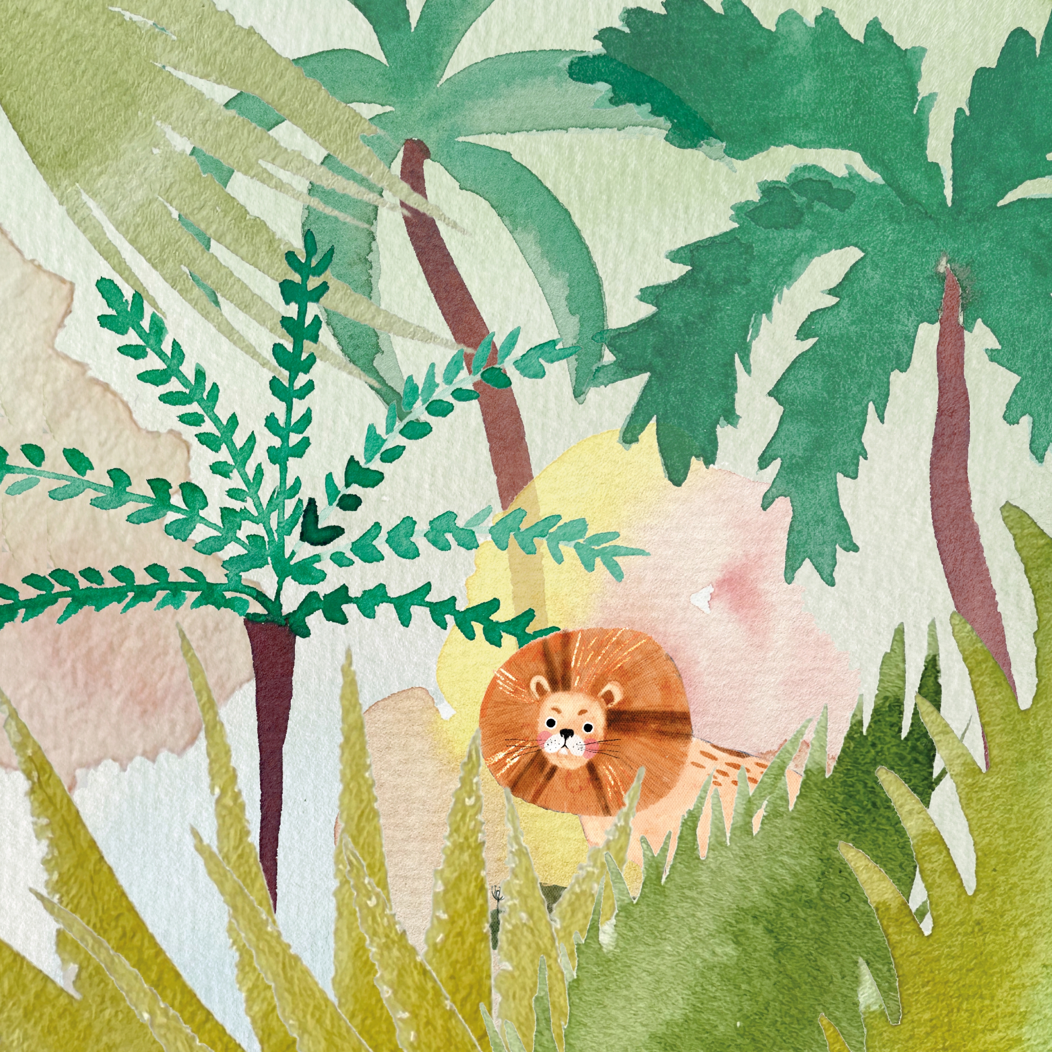 Servilletas 33x33 cm - Jungle beat, Palmeras,  Selva y trópicos,  Leones,  Niños,  Regiones,  Animales
