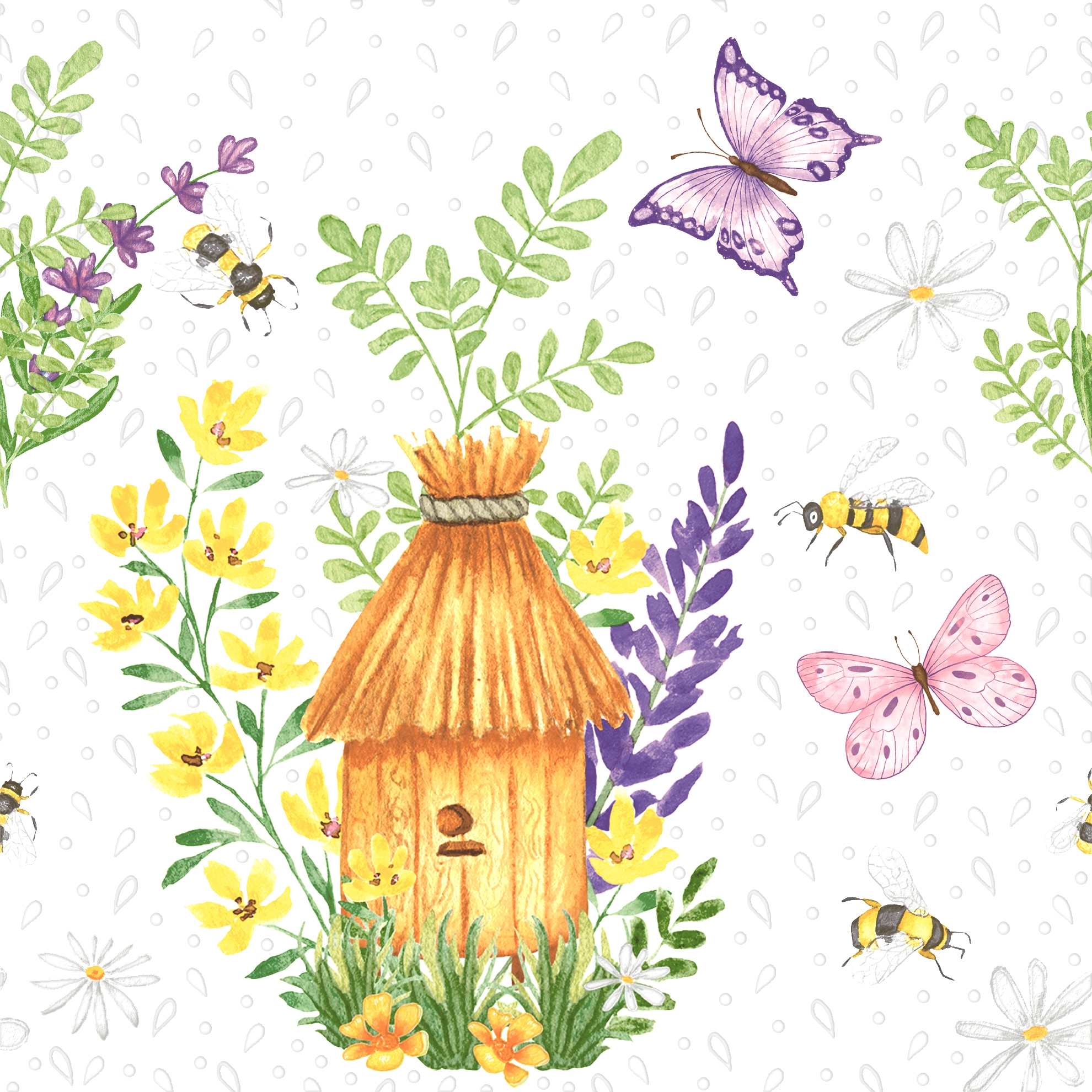 Servietten 33x33 cm - Moments Summer mood, Bienen,  Sommerblumen,  Blumen,  Schmetterlinge,  Tiere